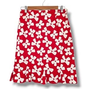 Allan Waller Floral Print Skirt A-Line Tulip Hem‎ Made in Italy Size 6